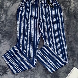 Navy Blue Striped Women's Pants